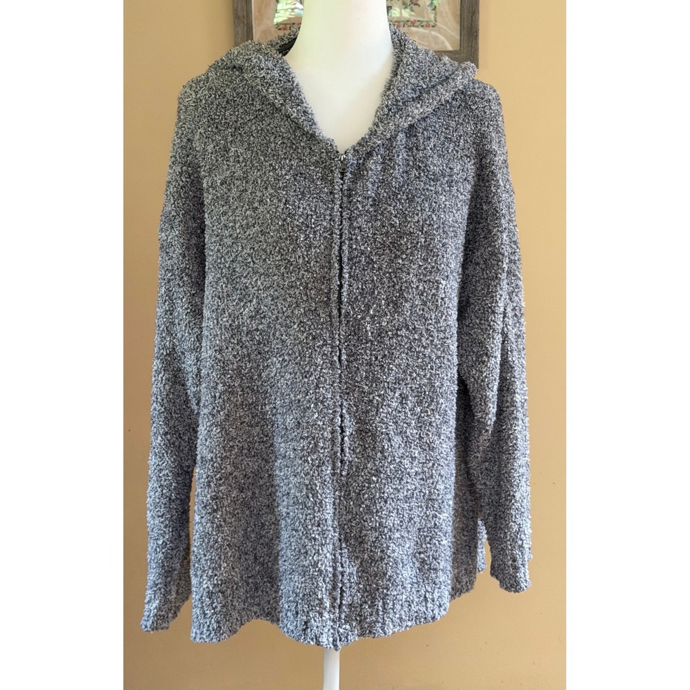 Threads 4 Thought Anita Cozy Boucle Full Zip Hoodie Sweater Quarry Gray 2X